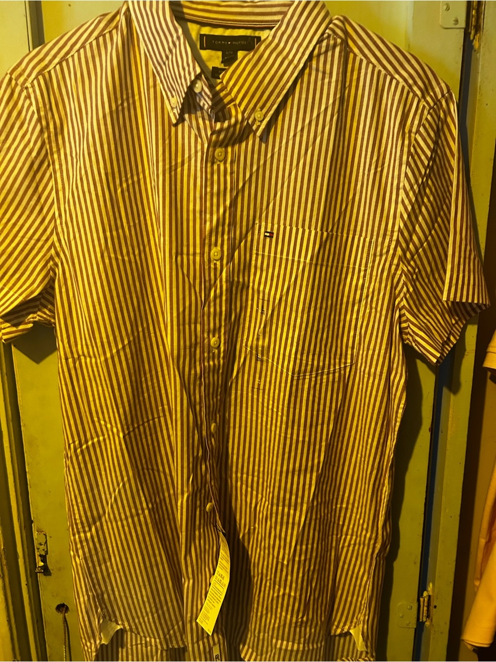 Tommy Hilfiger Men’s Short-Sleeve Striped Button-Down Shirt - White & Navy